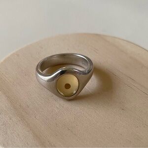 Sterling Silver Signet Ring with Mustard Seed in resin